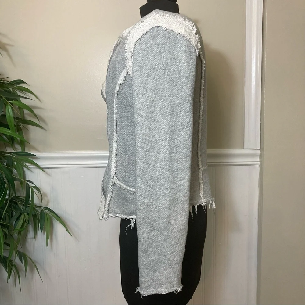 Lucky Lotus Raw Edge Avant Garde Moto Zip Up Jacket, size Medium - Picture 6 of 13